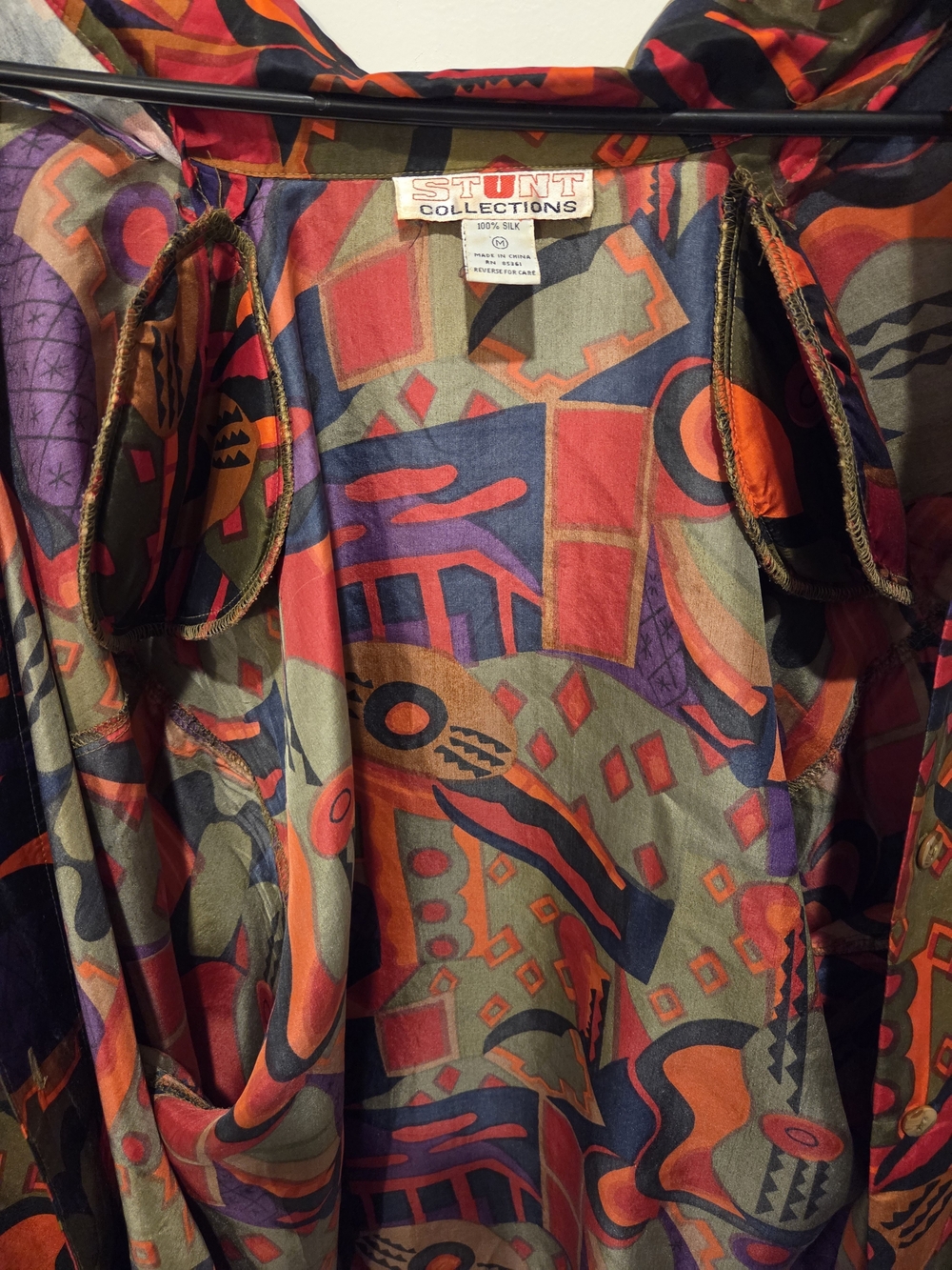 Vintage Abstract 2-Piece 100% Silk Set Size M Stunt Collections - Picture 12 of 14